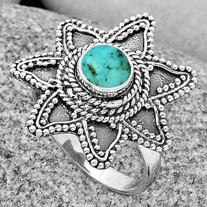 Natural Turquoise Morenci Mine Ring size-7.5 R-1146 SDR191682