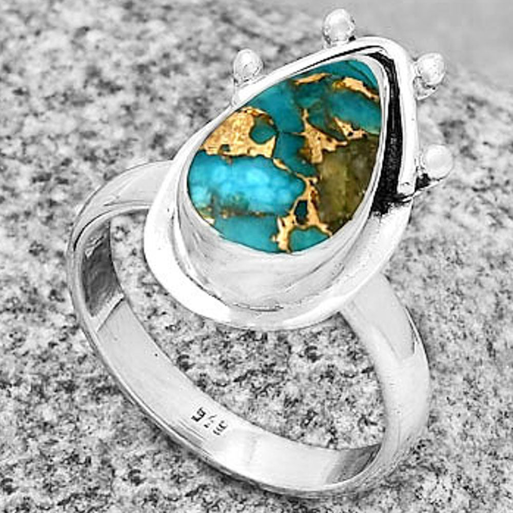 Copper Blue Turquoise - Arizona Ring size-8 R-1513 SDR192316
