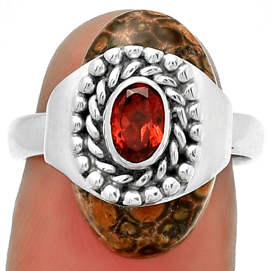Natural Poppy Jasper & Garnet Ring size-7 R-1371 SDR192394