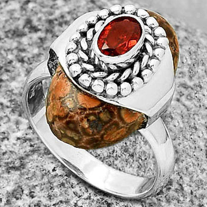Natural Poppy Jasper & Garnet Ring size-7 R-1371 SDR192394
