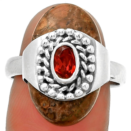 Rare Cady Mountain Agate & Garnet Ring size-8 R-1371 SDR192411