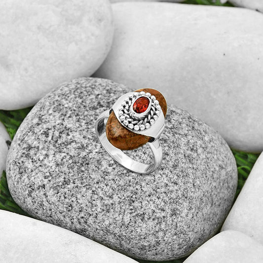 Rare Cady Mountain Agate & Garnet Ring size-8 R-1371 SDR192411
