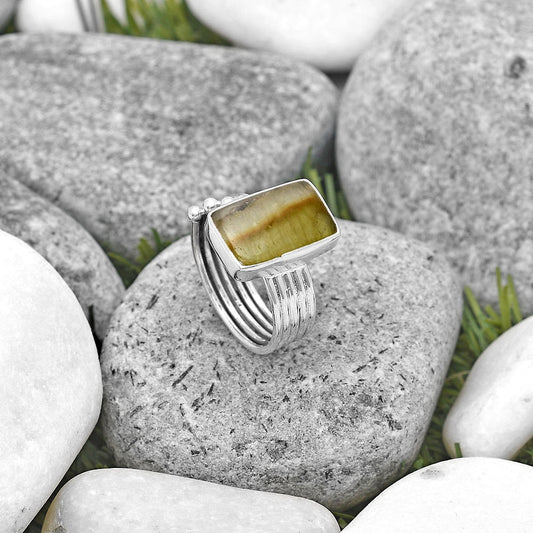 Natural Australian Prehnite Ring size-7.5 R-1492 SDR193987