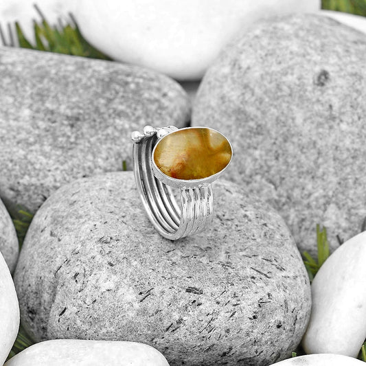 Natural Australian Prehnite Ring size-7 R-1492 SDR193988