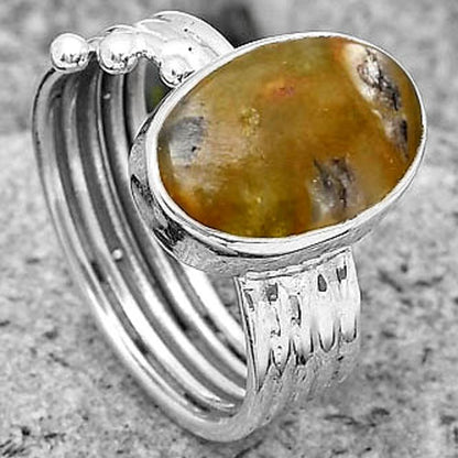 Natural Australian Prehnite Ring size-8 R-1492 SDR194000