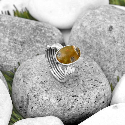 Natural Australian Prehnite Ring size-8 R-1492 SDR194000