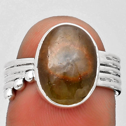 Natural Australian Prehnite Ring size-7.5 R-1492 SDR194006