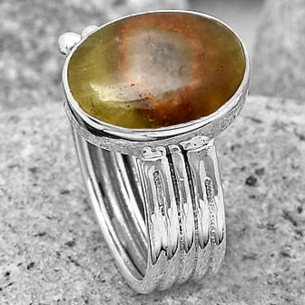 Natural Australian Prehnite Ring size-7.5 R-1492 SDR194006