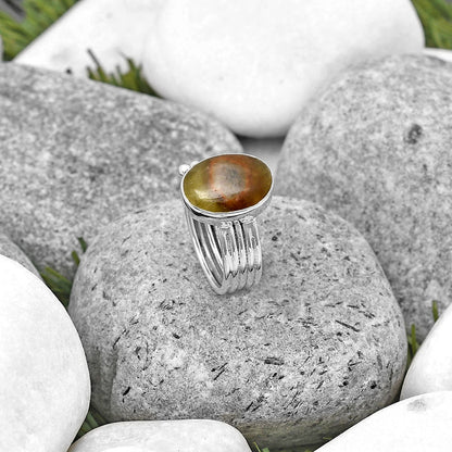 Natural Australian Prehnite Ring size-7.5 R-1492 SDR194006