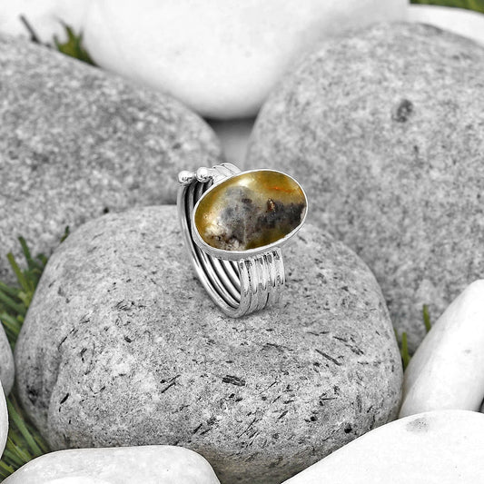 Natural Australian Prehnite Ring size-7.5 R-1492 SDR194017