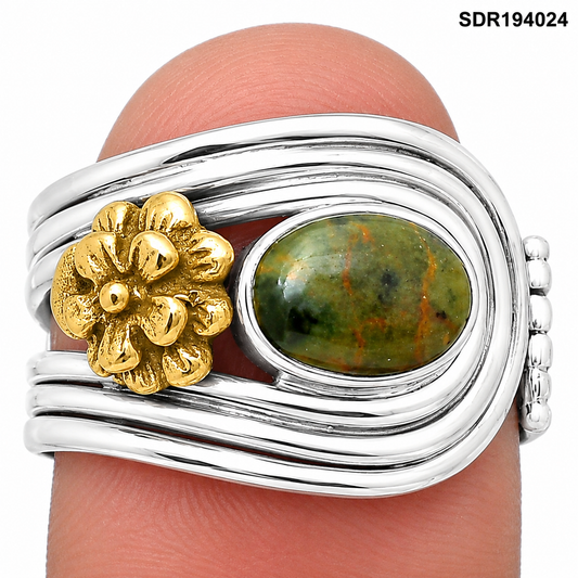 Two Tone Flower - Chrome Chalcedony Ring size-7 R-1491 SDR194024