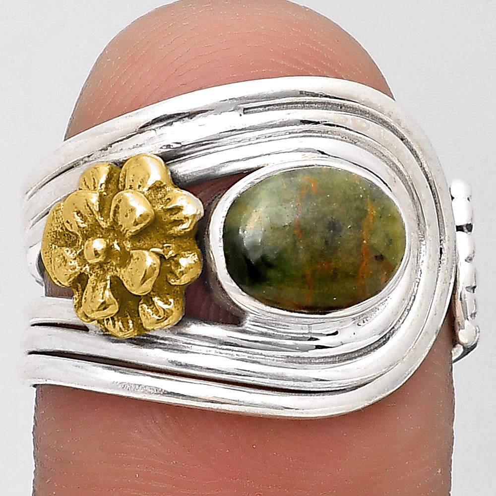 Two Tone Flower - Chrome Chalcedony Ring size-7 R-1491 SDR194024