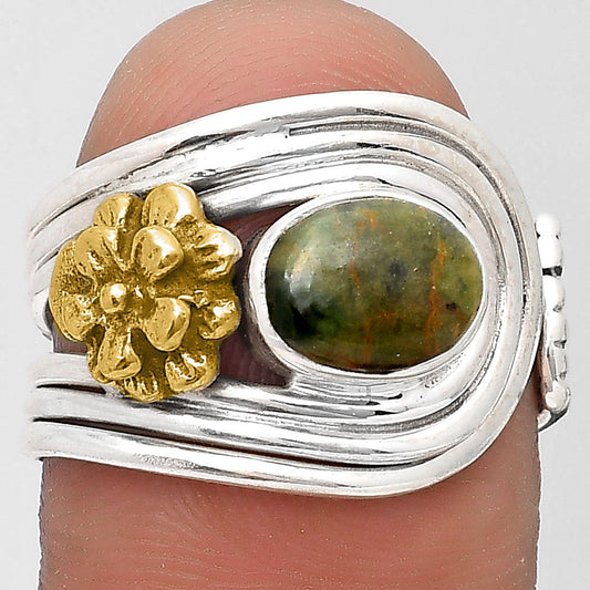 Two Tone Flower - Chrome Chalcedony Ring size-7 R-1491 SDR194024