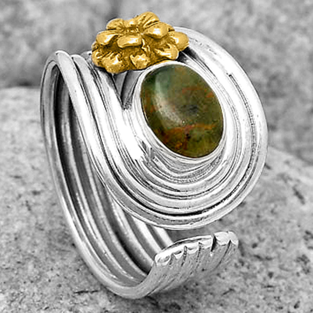 Two Tone Flower - Chrome Chalcedony Ring size-7 R-1491 SDR194024