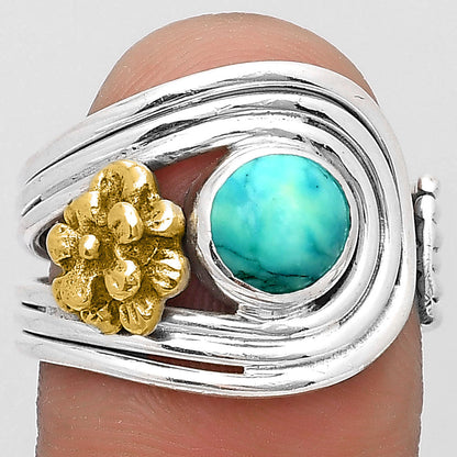 Two Tone Flower Turquoise Magnesite Ring size-8 R-1491 SDR194029