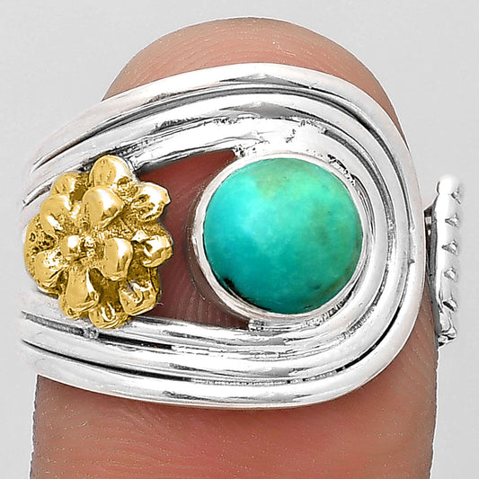 Two Tone Flower Turquoise Magnesite Ring size-8 R-1491 SDR194033