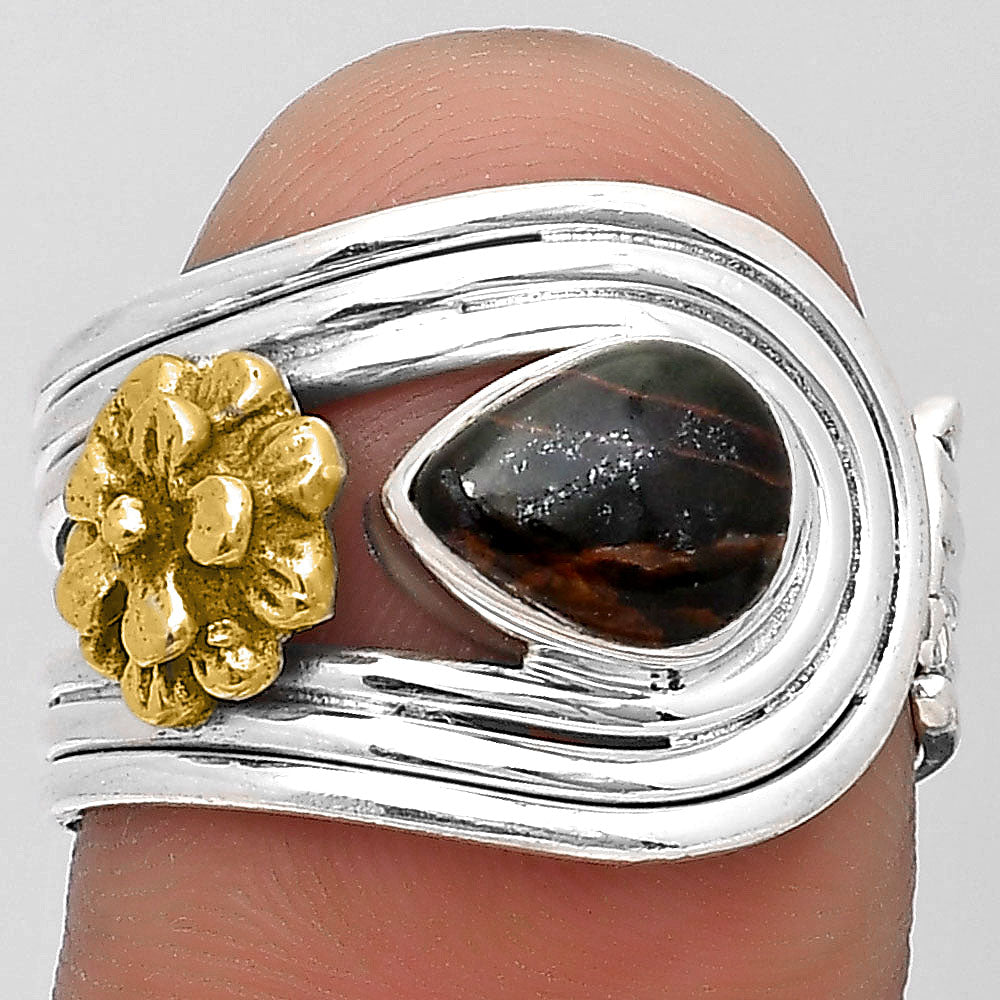 Two Tone Flower Chrome Chalcedony Ring size-7.5 R-1491 SDR194037