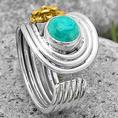 Two Tone Flower Turquoise Magnesite Ring size-7 R-1491 SDR194041