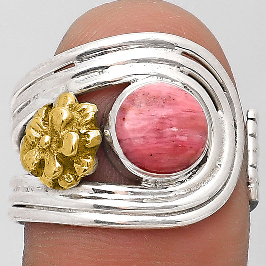 Two Tone Flower Pink Tulip Quartz Ring size-7.5 R-1491 SDR194045
