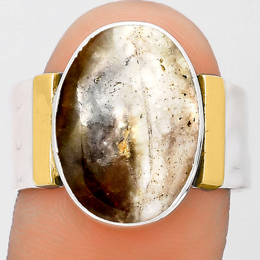 Two Tone Natural Australian Prehnite Ring size-9 R-1490 SDR194057