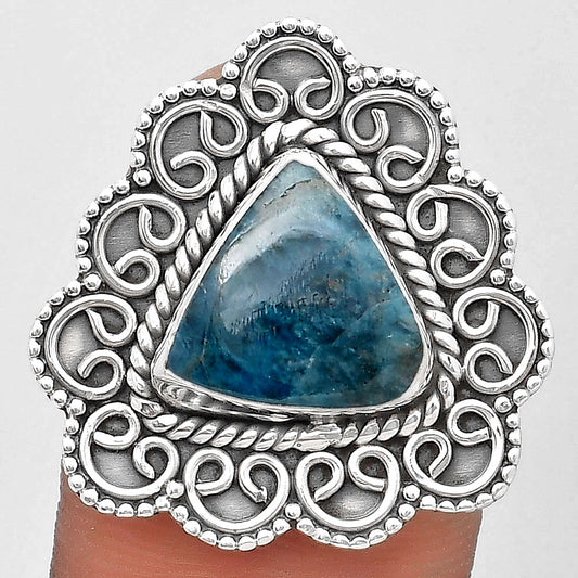 Filigree - Natural Neon Blue Apatite Ring size-8 R-1337 SDR194400