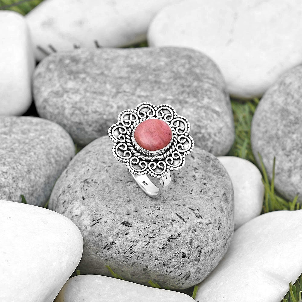 Filigree Natural Pink Tulip Quartz Ring size-9.5 R-1337 SDR194408