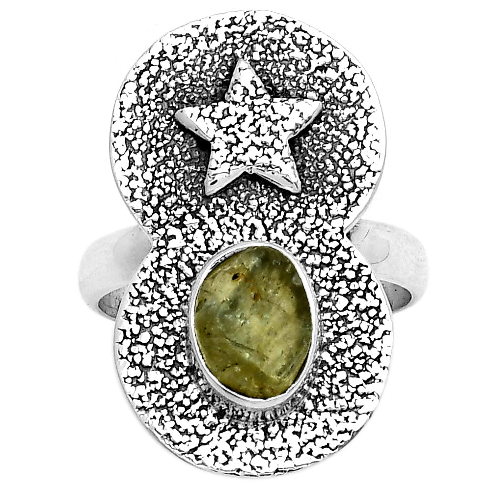Star - Green Kyanite Rough - India Ring size-8 R-1290 SDR194827