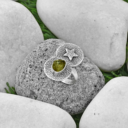 Star - Green Kyanite Rough - India Ring size-8 R-1290 SDR194827