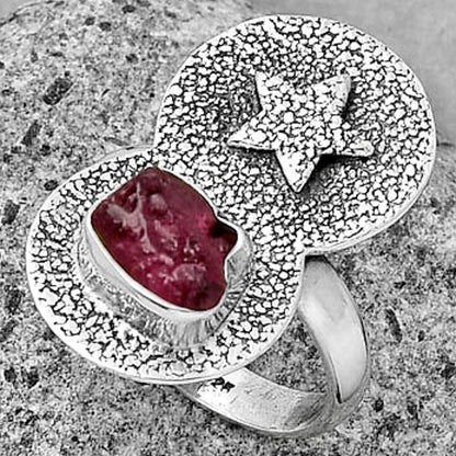 Star - Natural Pink Tourmaline Rough Ring size-8 R-1290 SDR194829