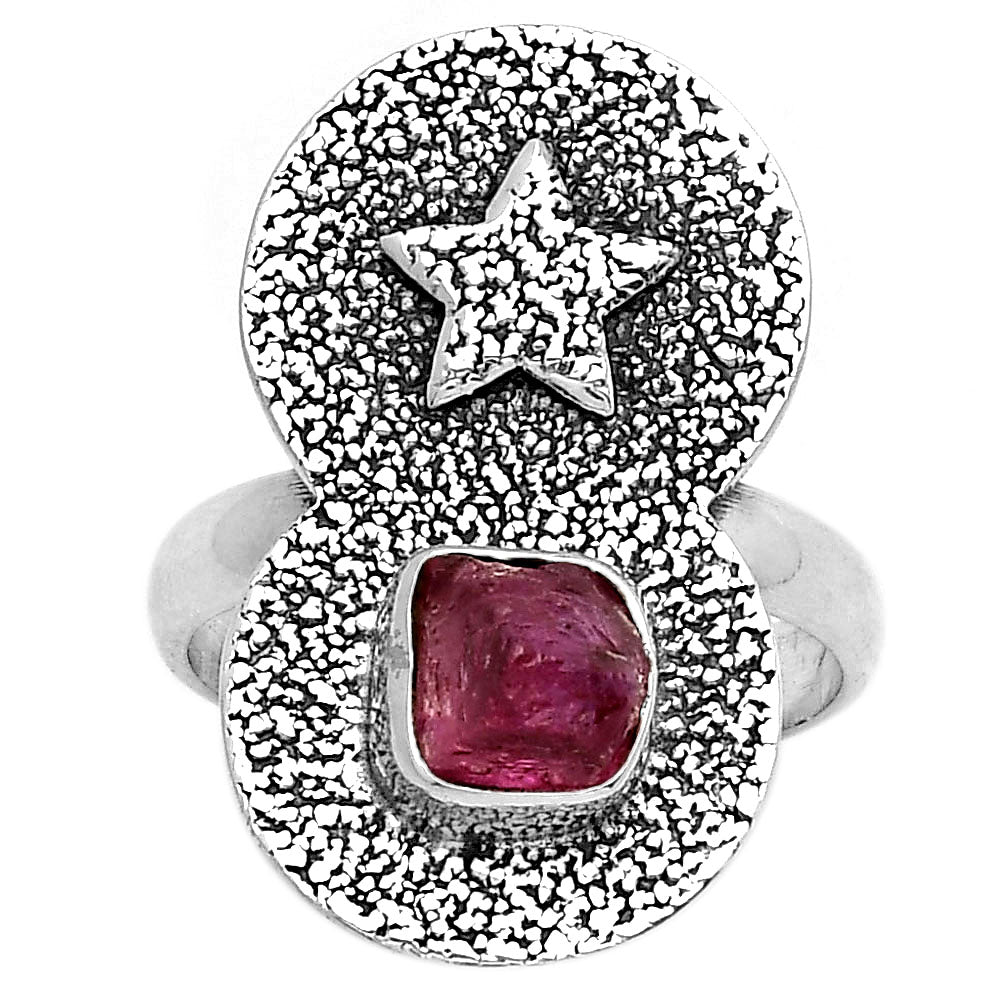 Star Natural Pink Tourmaline Rough Ring size-8.5 R-1290 SDR194841