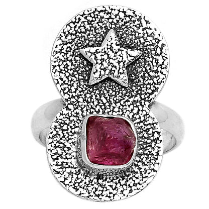 Star Natural Pink Tourmaline Rough Ring size-8.5 R-1290 SDR194841