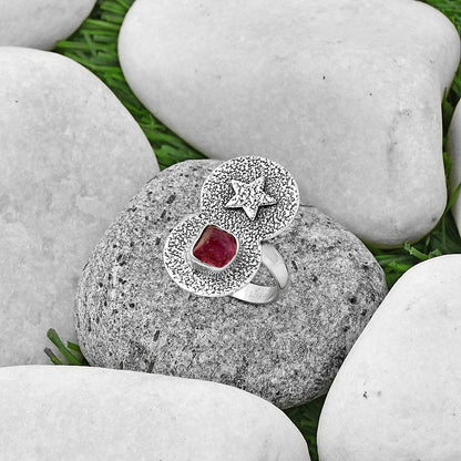 Star Natural Pink Tourmaline Rough Ring size-8.5 R-1290 SDR194841