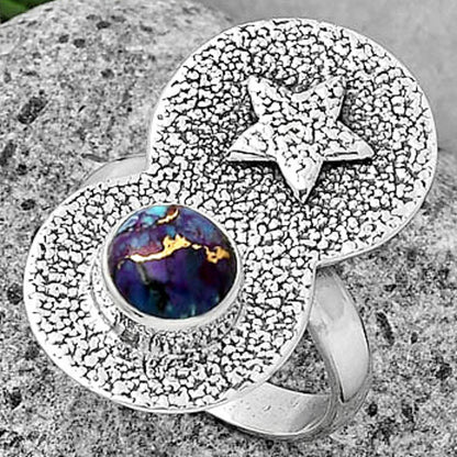Star - Copper Purple Turquoise Ring size-7.5 R-1290 SDR194843