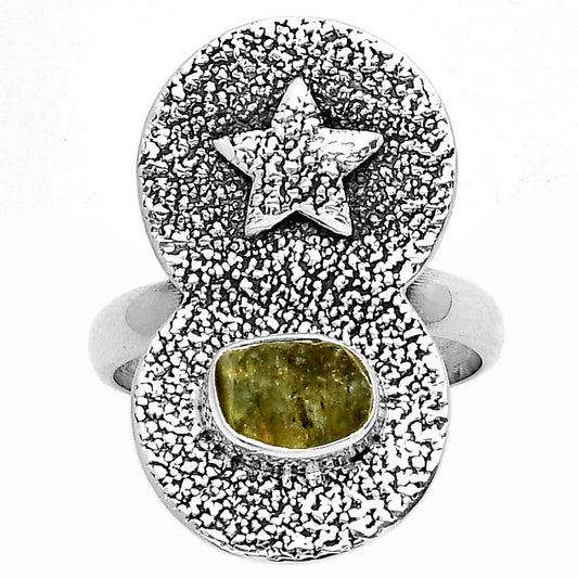 Star - Natural Peridot Rough Ring size-8.5 R-1290 SDR194846