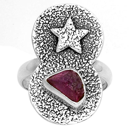 Star - Natural Pink Tourmaline Rough Ring size-9 R-1290 SDR194854