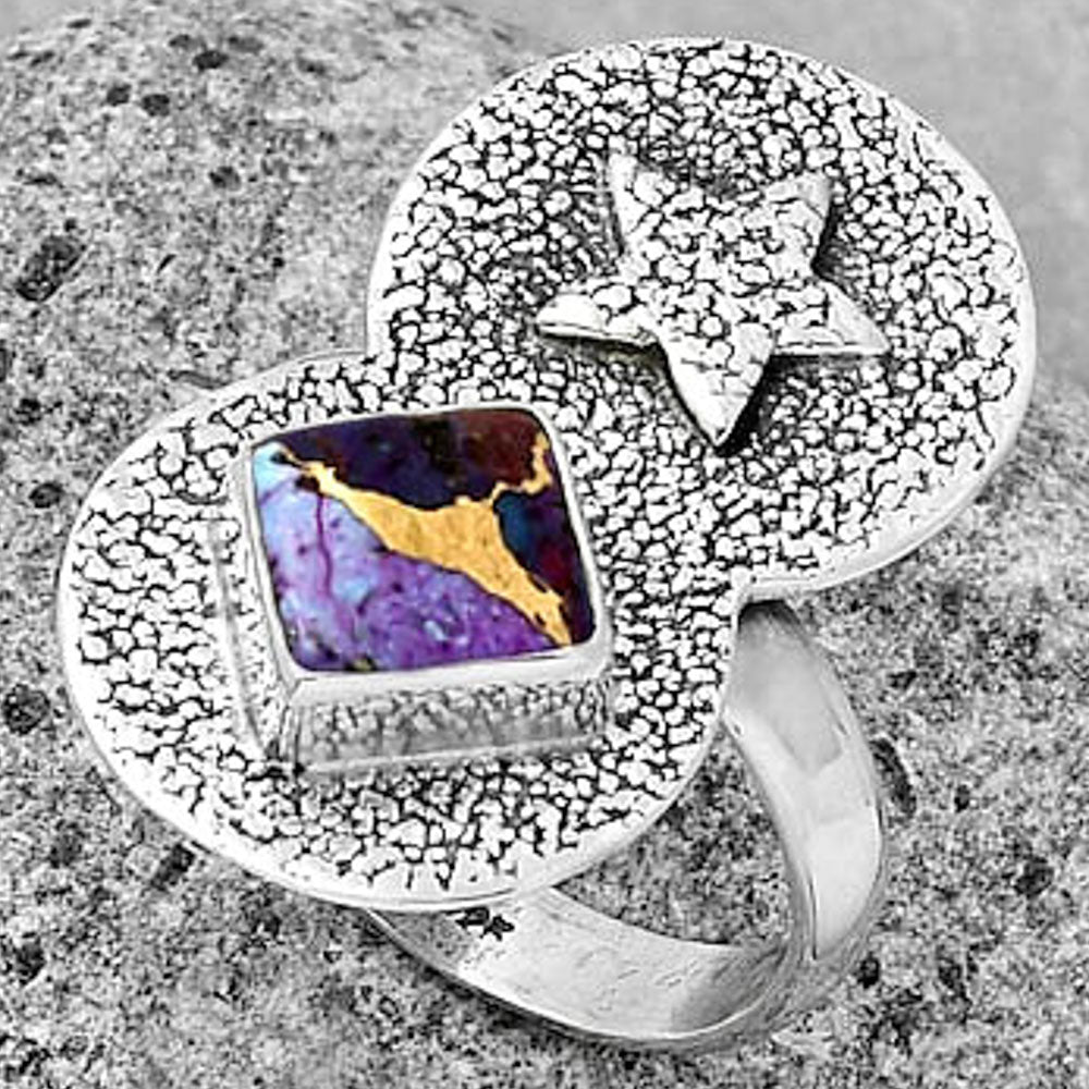 Star Natural Copper Purple Turquoise Ring size-8 R-1290 SDR194858