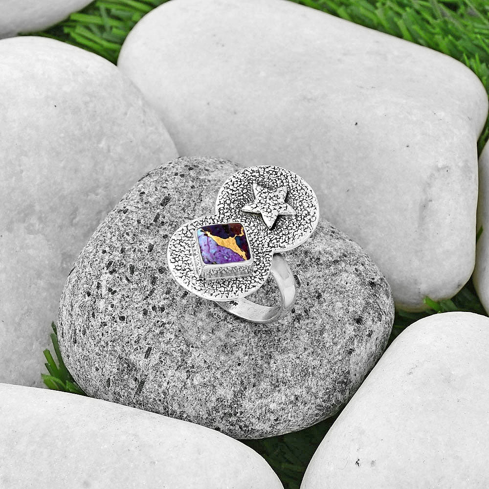 Star Natural Copper Purple Turquoise Ring size-8 R-1290 SDR194858