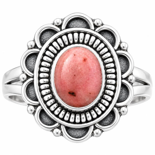 Natural Pink Tulip Quartz Ring size-8 R-1256 SDR195174