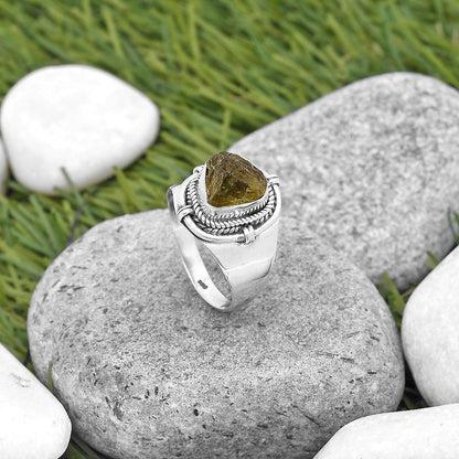 Natural Rare Kornerupine Rough Ring size-8.5 R-1539 SDR196635