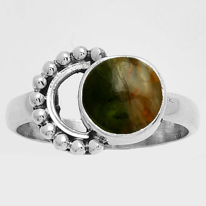Crescent Moon Turkish Rainforest Chrysocolla Ring size-8 R-1677 SDR197271