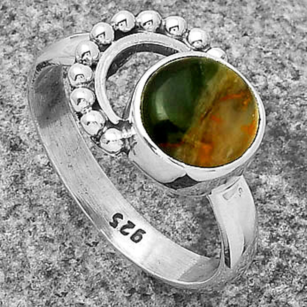 Crescent Moon Turkish Rainforest Chrysocolla Ring size-8 R-1677 SDR197271