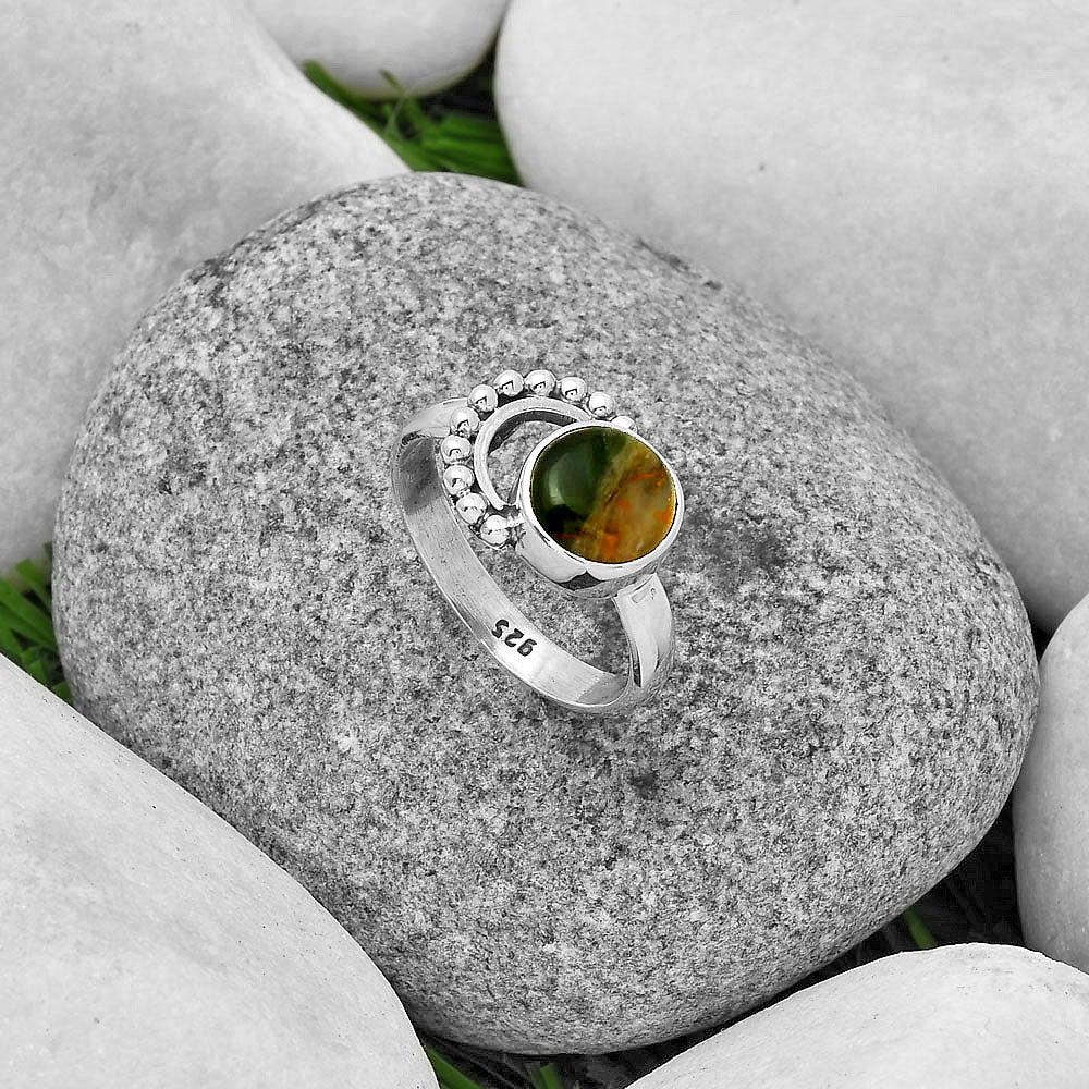 Crescent Moon Turkish Rainforest Chrysocolla Ring size-8 R-1677 SDR197271