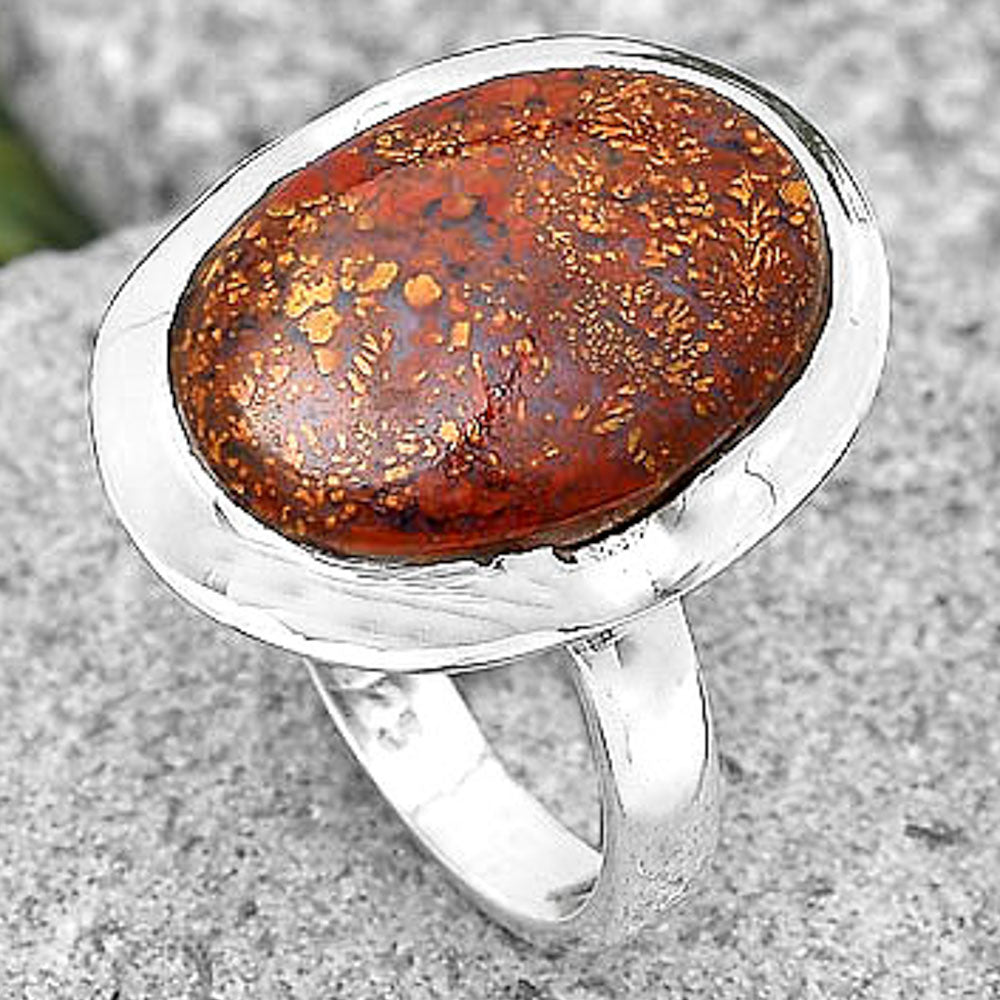Natural Red Moss Agate Ring size-7.5 R-1059 SDR197322