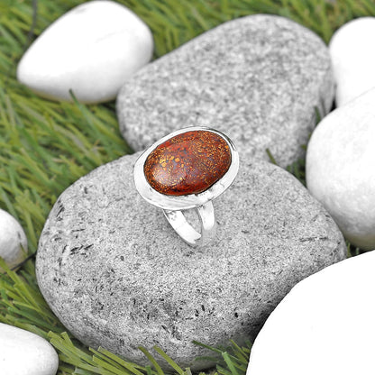 Natural Red Moss Agate Ring size-7.5 R-1059 SDR197322