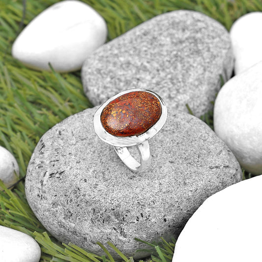 Natural Red Moss Agate Ring size-7.5 R-1059 SDR197322