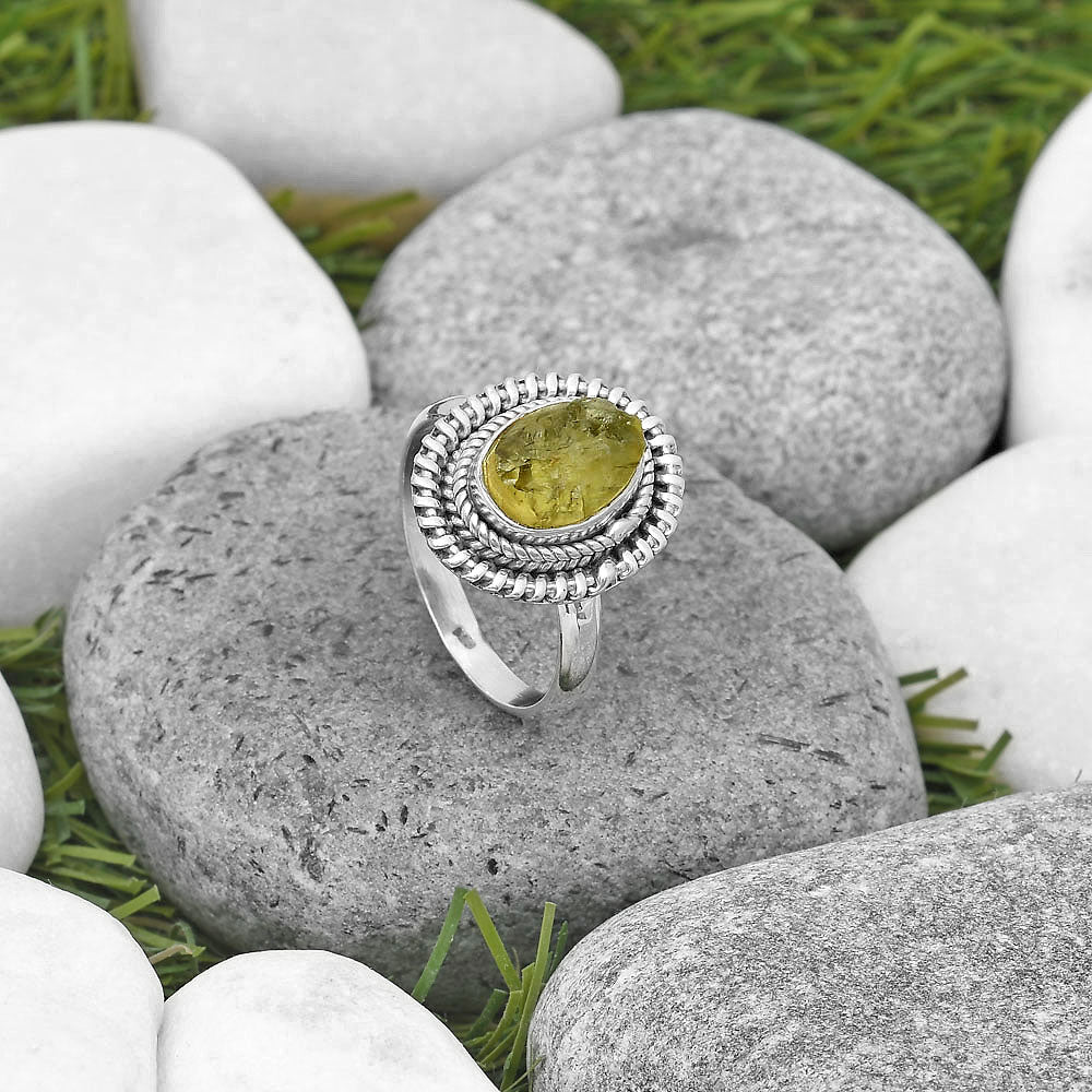 Natural Green Kyanite Rough India Ring size-8.5 R-1279 SDR199812