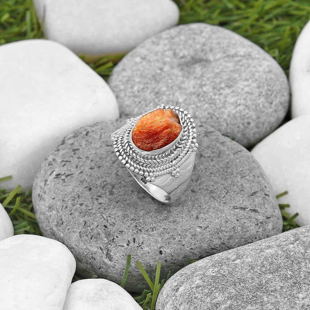 Natural Sunstone Rough Ring size-8.5 R-1278 SDR199853