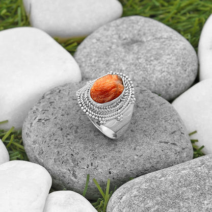 Natural Sunstone Rough Ring size-8.5 R-1278 SDR199853