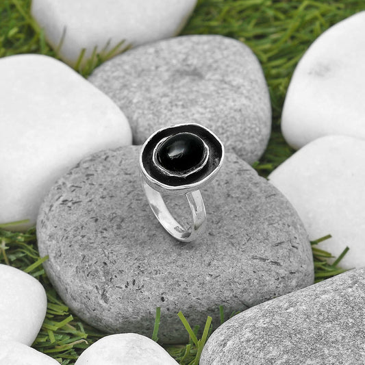 Natural Black Onyx - Brazil Ring size-7 R-1468 SDR199984