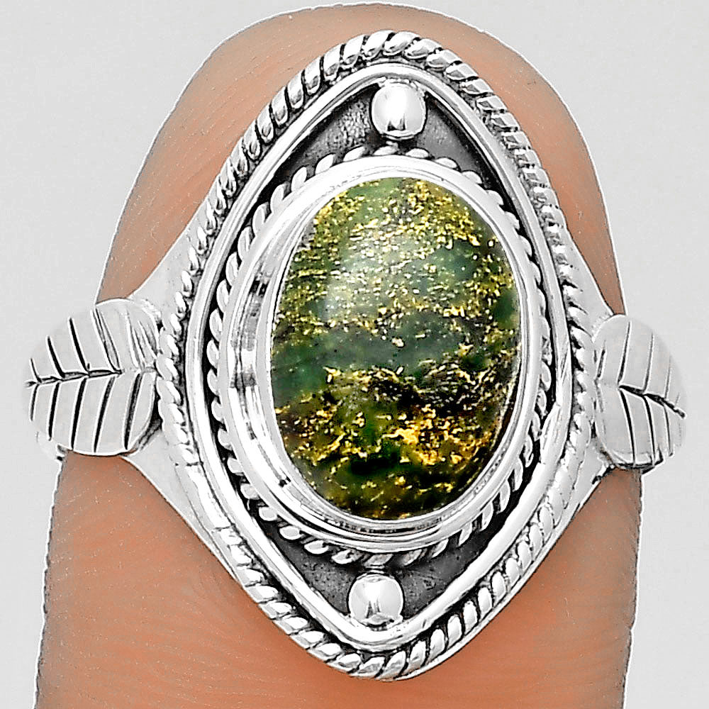 Natural Green Fuchsite Ring size-8.5 R-1258 SDR200036